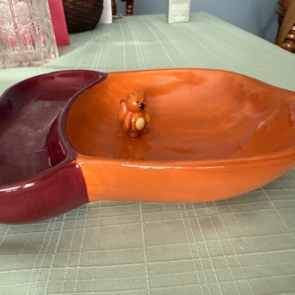 Whimsical Russ Berrie Fall /Autumn Acorn Candy Dish/Bowl with Cute Squirrel - Picture 2 of 6